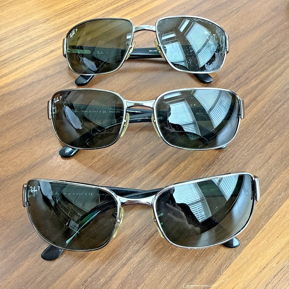 Ray-Ban (1) RB 3189 Leather II & (2) RB 3215 Sunglass Black FRAMES ITALY -3 PAIR
